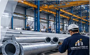 Không gian nhà xưởng và cấu kiện kim loại, ảnh minh họa