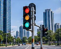 Trụ tín hiệu giao thông tại nút giao đô thị, ảnh minh họa